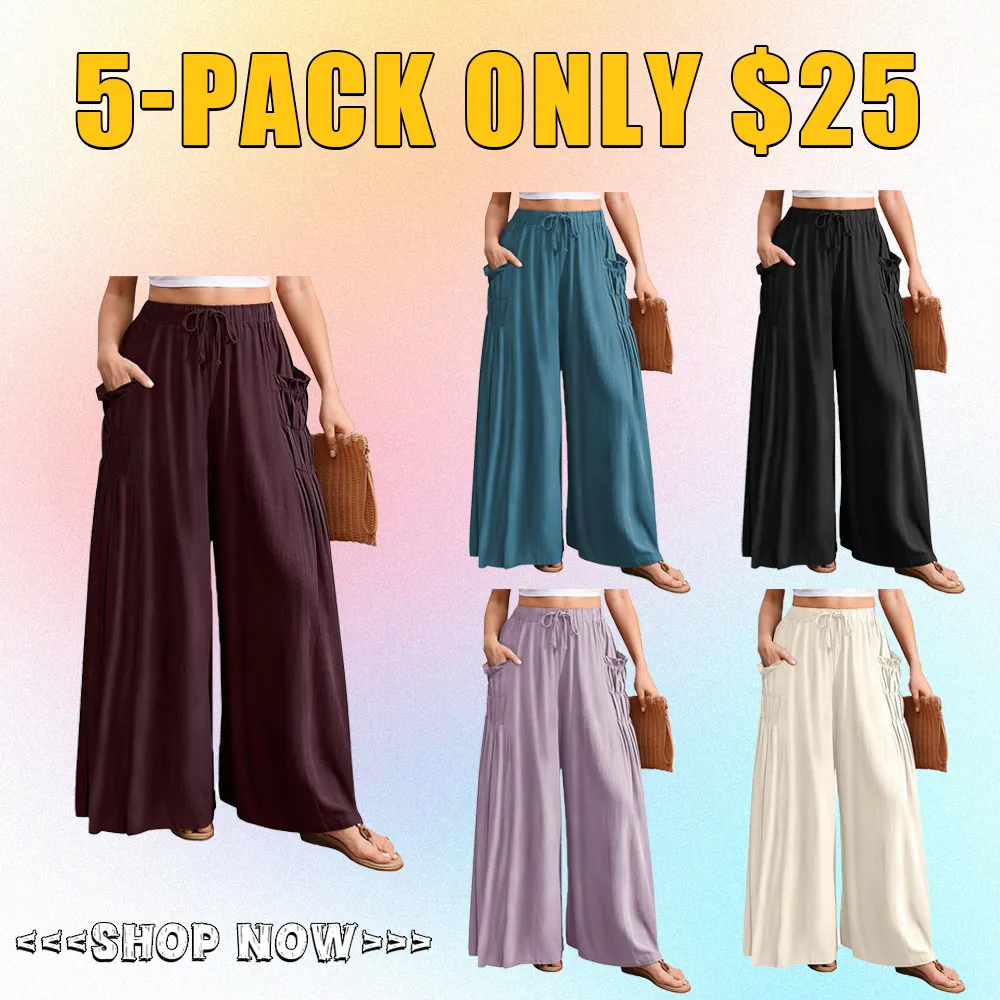 Women’s Linen Wide-Leg Pants-Loose Fit, Boho Summer Style
