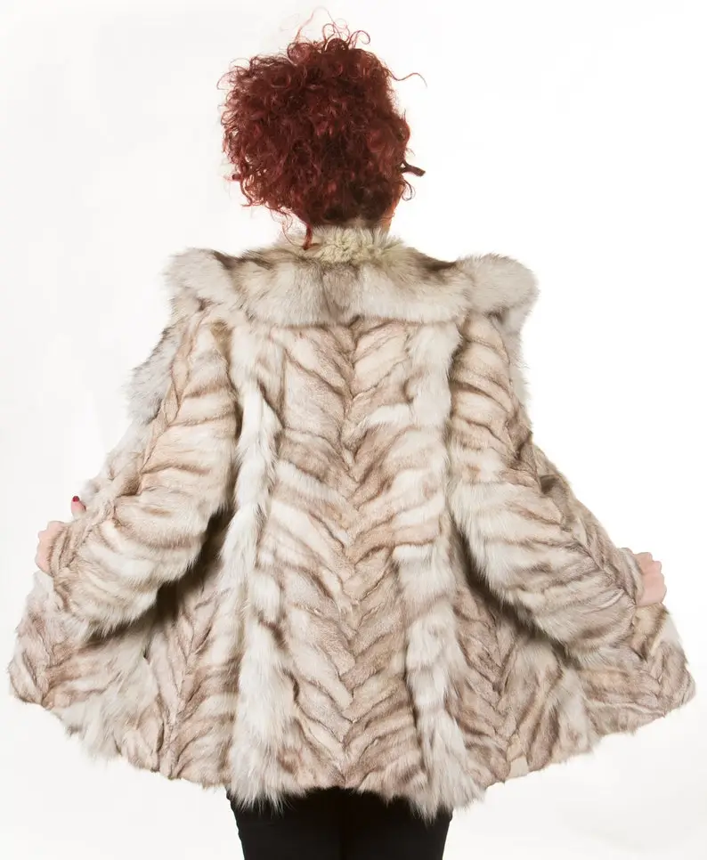 Silver Blue Paws Fox Fur Coat Fox Collar Full Length
