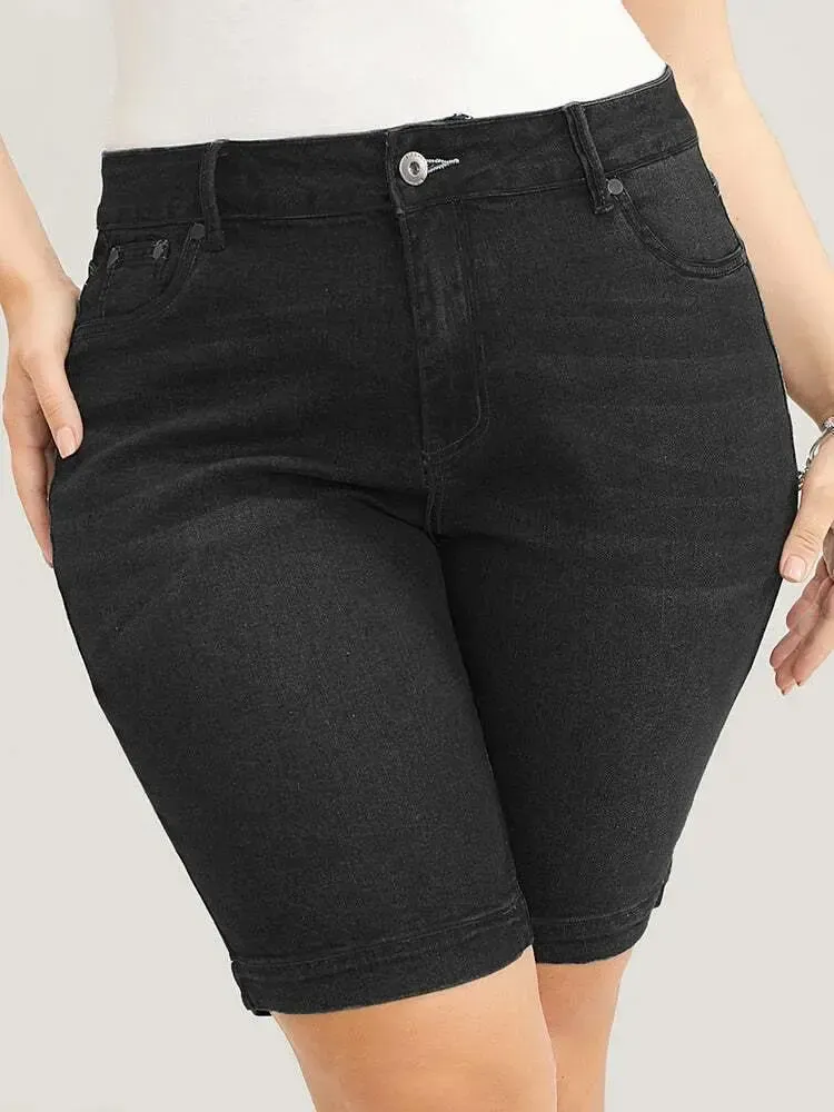 4 Pack Very Stretchy High Rise Dark Wash Denim Shorts