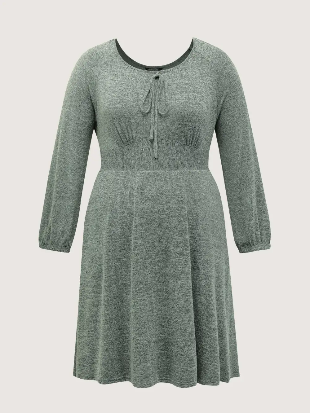 Knit Textured Stretchy Shirred Knee-Length Dress