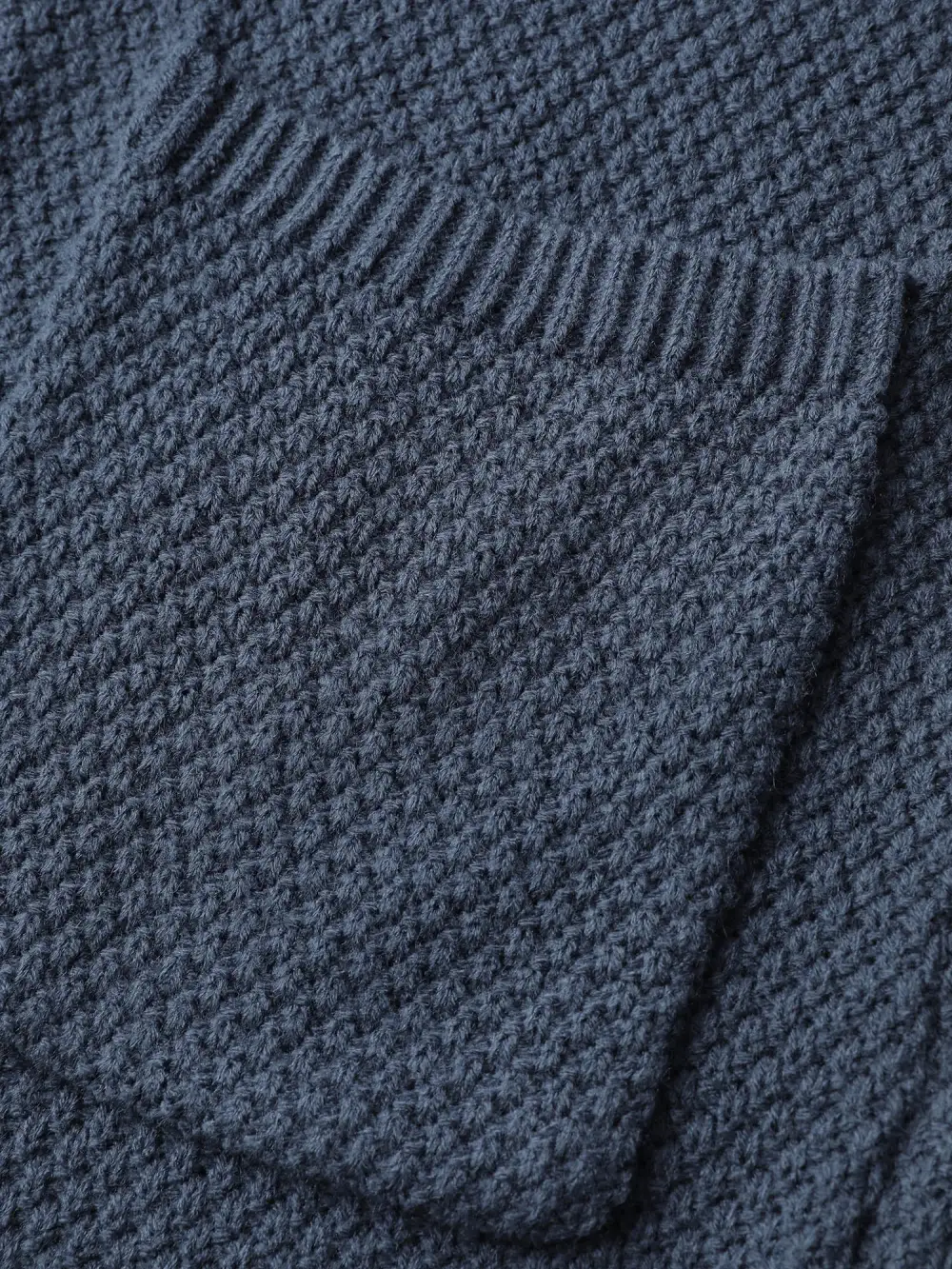 Textured Color Contrast Hooded Pocket Knit Cardigan