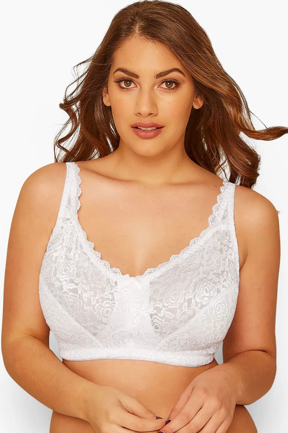 YOURS Curve Green Hi Shine Lace Non-Padded Non-Wired Full Cup Bra