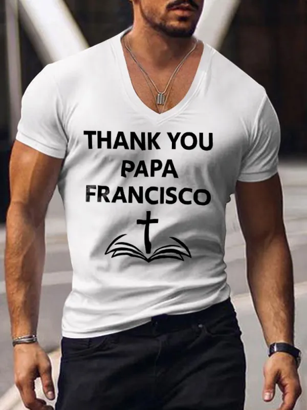 Men'S Thank You Papa Francisco V-Neck T-Shirt