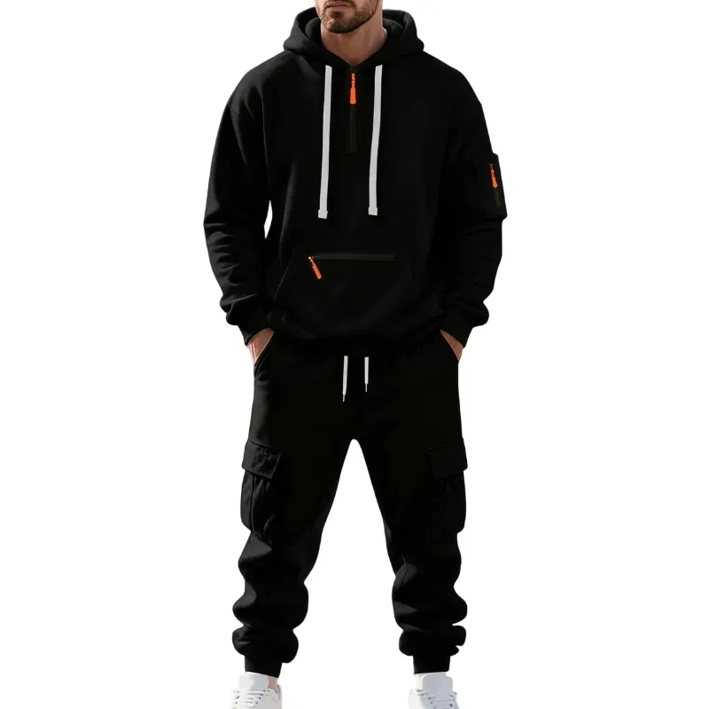 Men's 8-Sets Hoodie & Cargo Pants Tracksuit Set