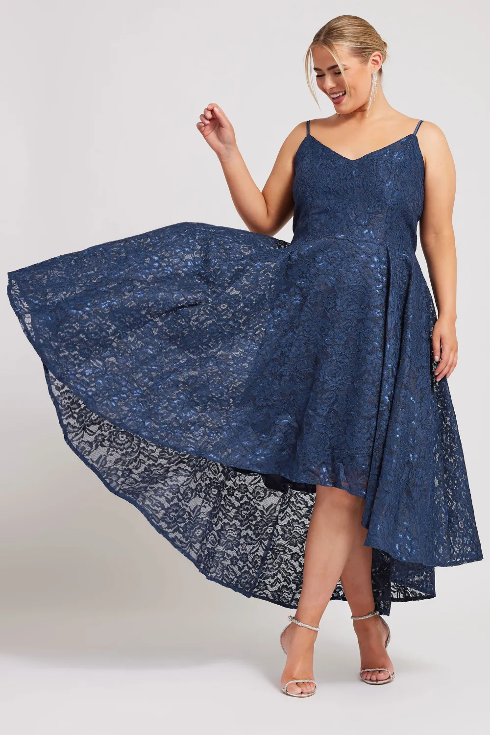 YOURS LONDON Curve Pink Lace Midi Prom Dress