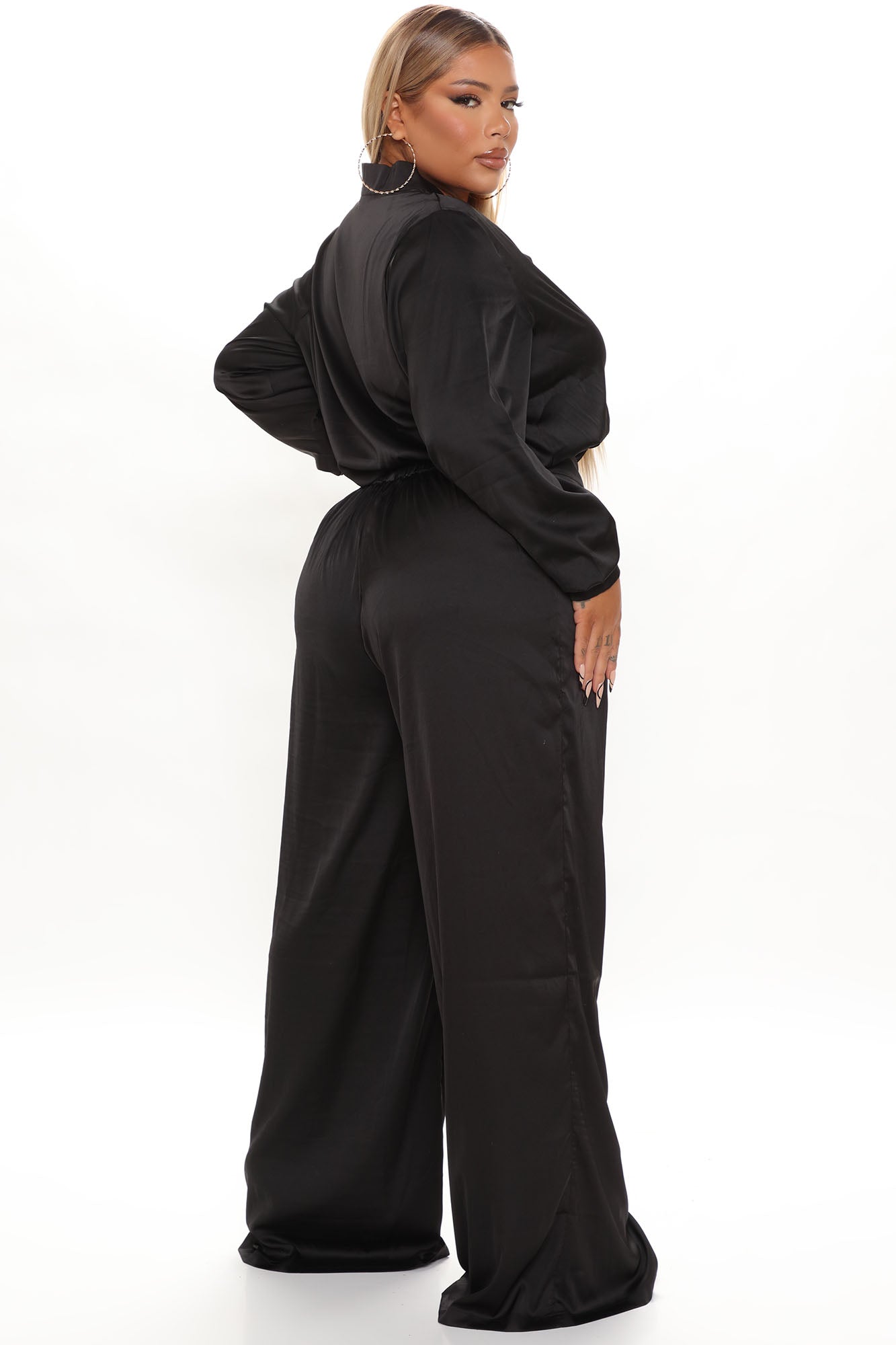 Office Favorite Satin Pant Set - Black