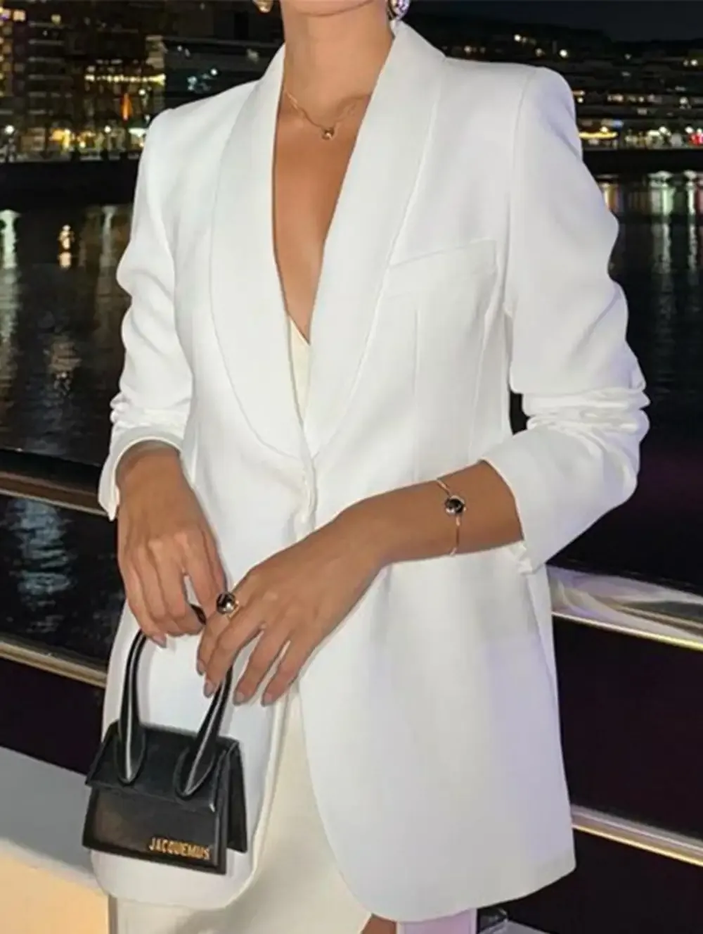 FASHION LONG SLEEVE SOLID COLOR SUIT JACKET