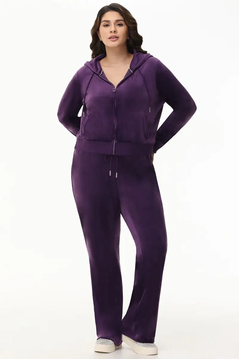 Plus-Size OG Big Bling Velour Track Pants