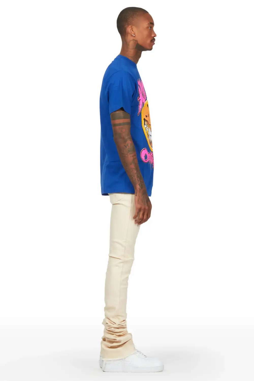 Fraust Royal T-Shirt & Josiah Beige Super Stacked Flare Jean Bundle