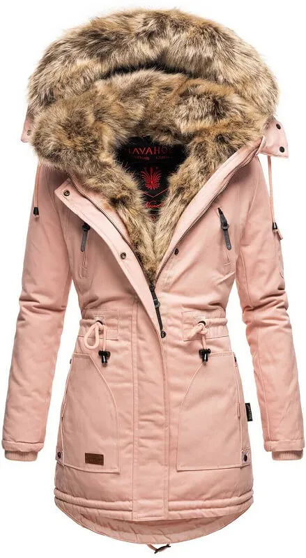 Warm ladies winter parka long jacket green