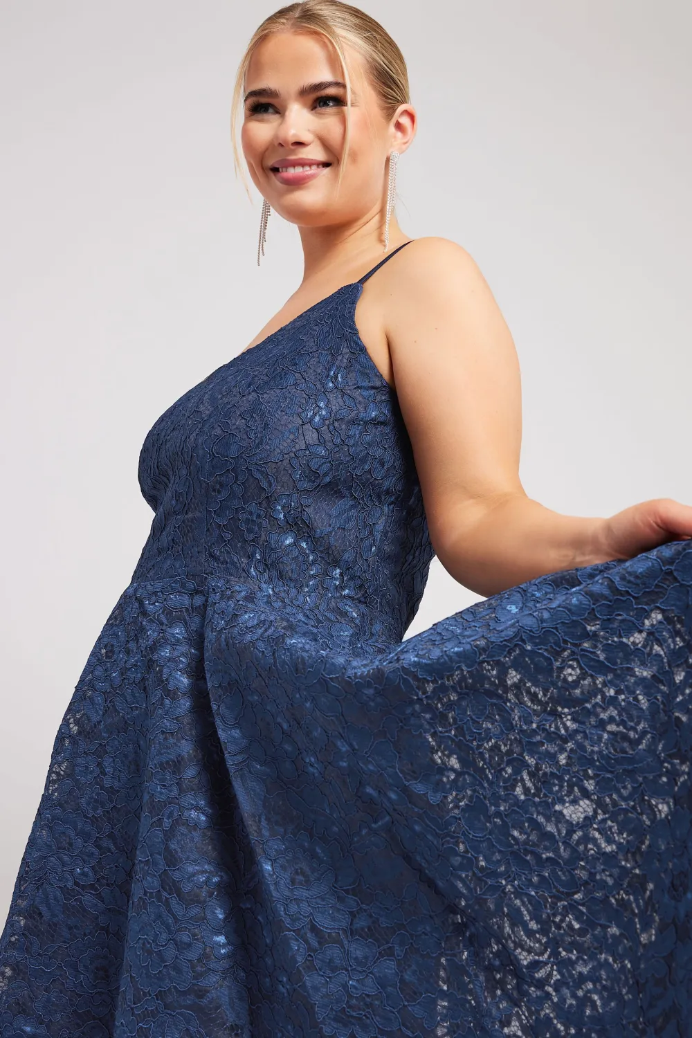YOURS LONDON Curve Pink Lace Midi Prom Dress
