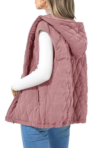 Women's Casual Hooded Zip-Up Vest Jacket