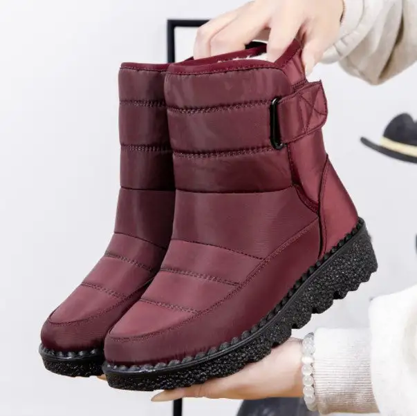 Warm Women's Snow Boots Women's Velcro Waterproof European Size 44 Women's Boots Casual Women's Shoes