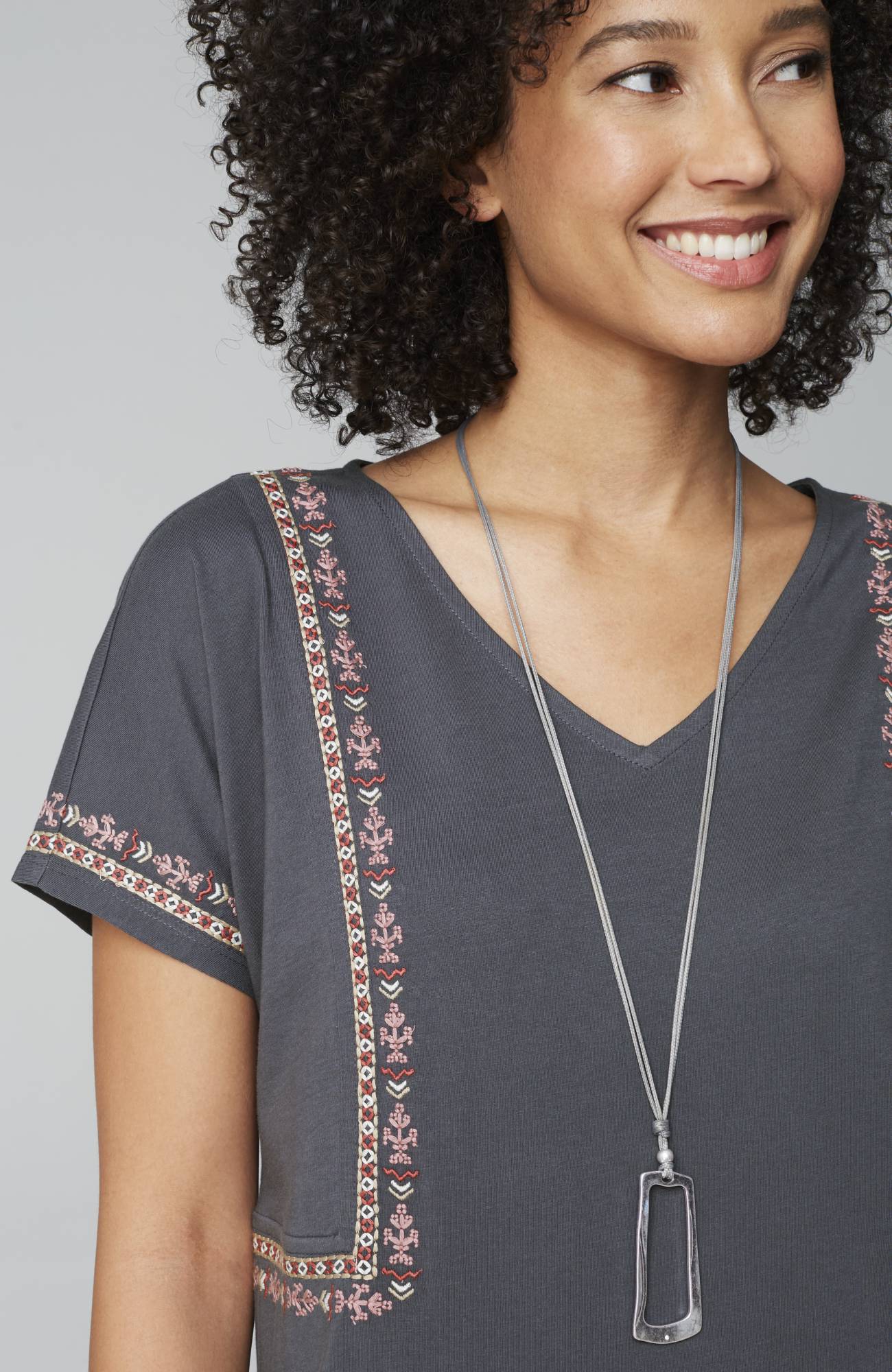 pure jill soft-v-neck t-shirt dress