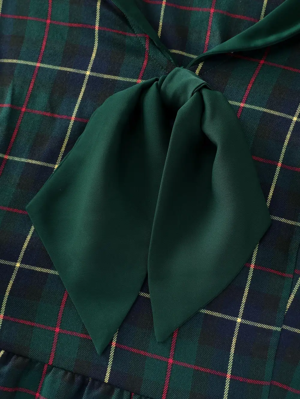 Check Pattern Lapel Tie Blouse