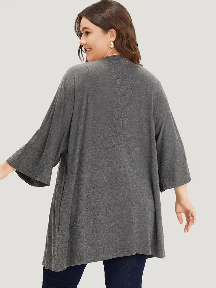Supersoft Essentials Plain Open Front Pocket Batwing Sleeve Kimono