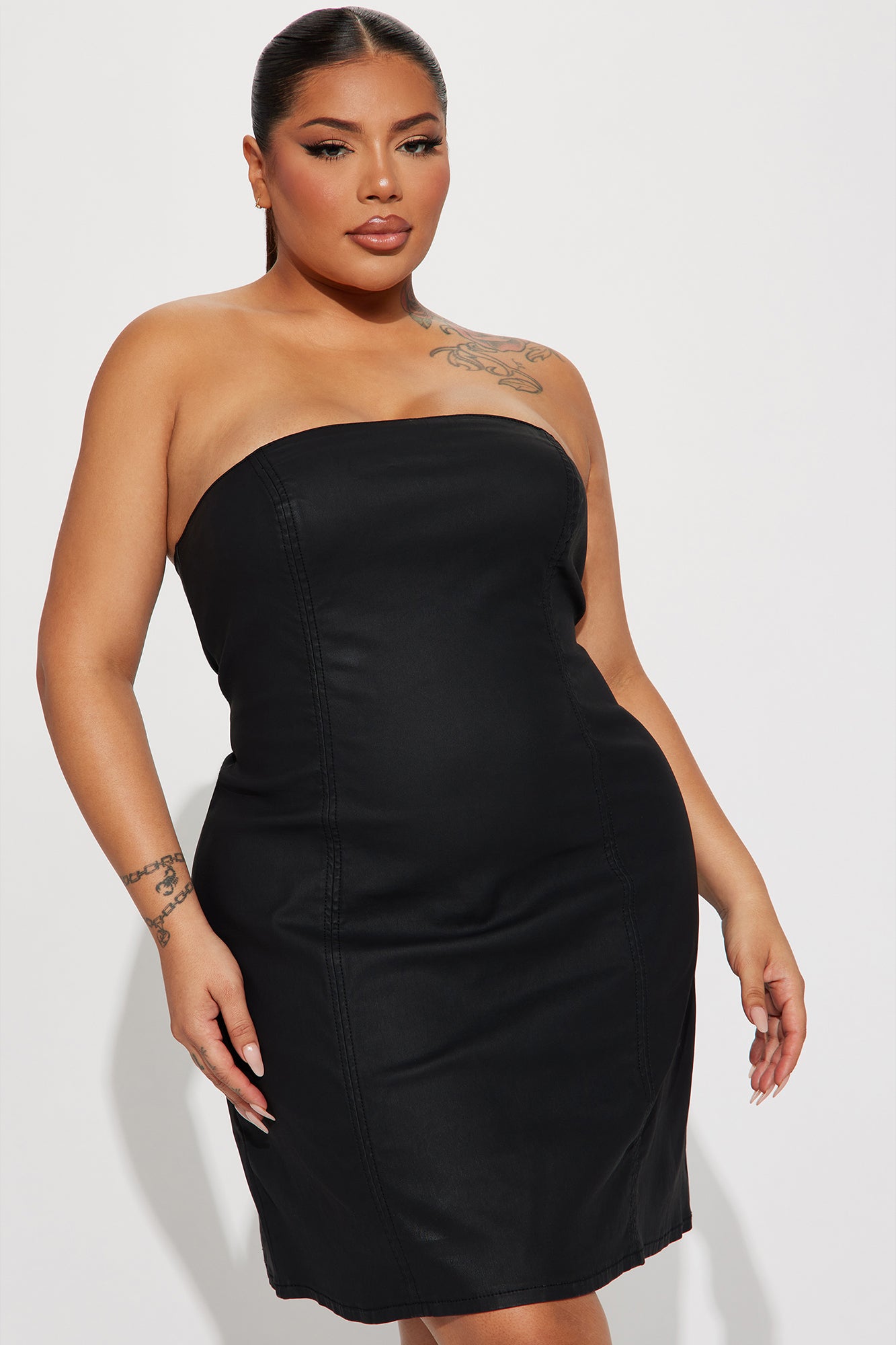 Catherine Denim Mini Dress - Black