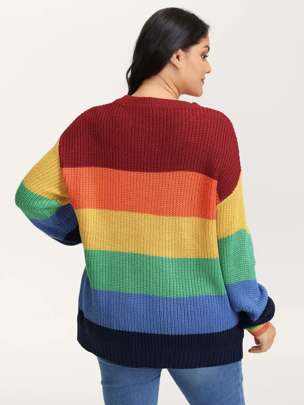 Vibrant Color Stripes Round Neck Pullover