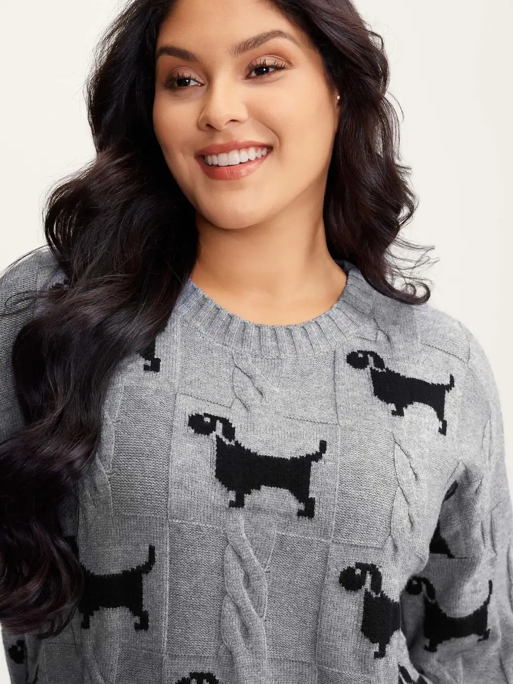 Supersoft Textured Dog Print Pullover