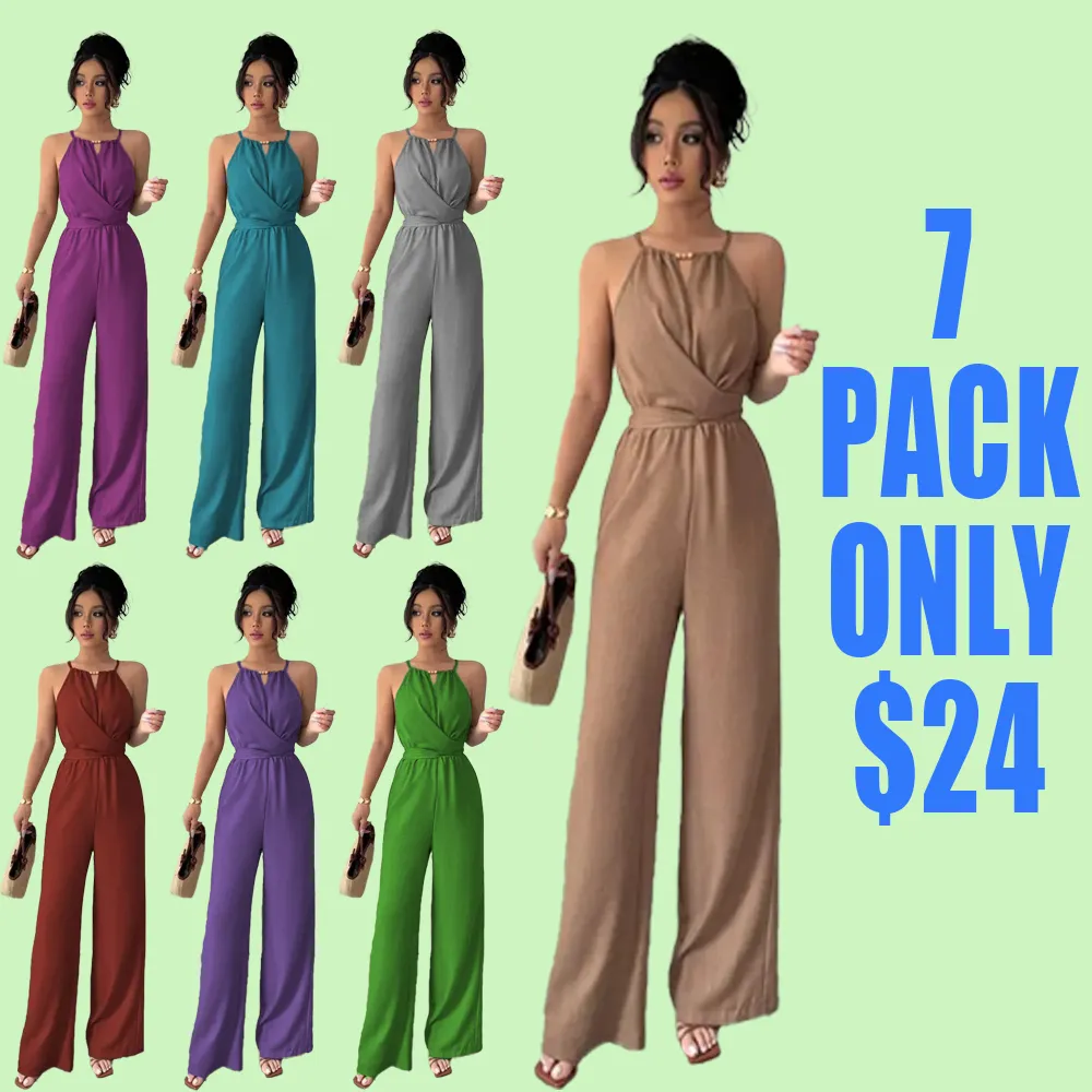 Women's Solid Color Jumpsuit – Elegant & Casual One-Piece for Daily Wear