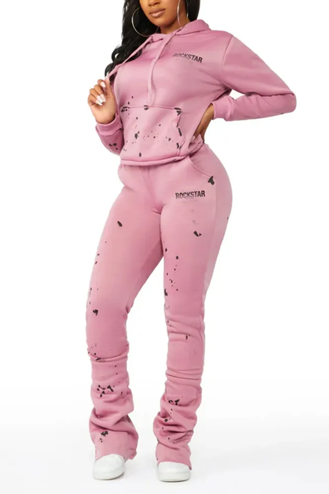 Women's Gradient Pattern Hoodie and Pants Two Piece Set