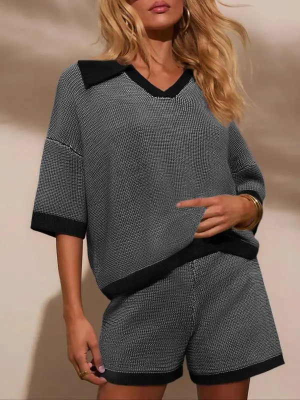 Striped Knit Top & Skirt Set – Casual Summer Two-Piece Outfit for Women