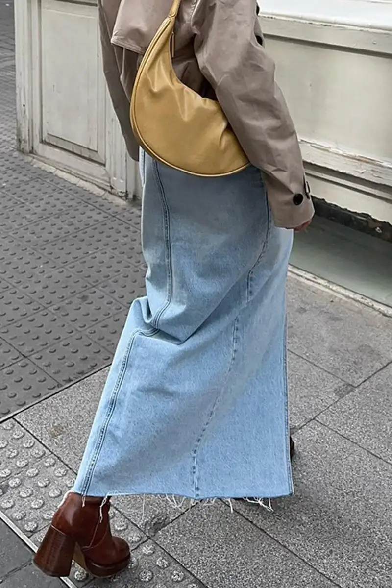 Street Solid Ripped Slit Straight Solid Color Bottoms