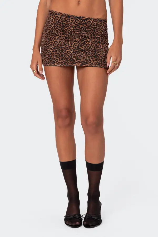 Edin Leopard Print Mesh Mini Skirt
