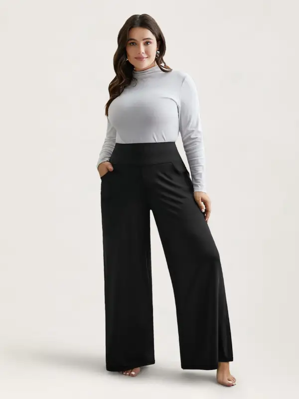 Super Stretchy Wide-Leg Casual Pocket Pants