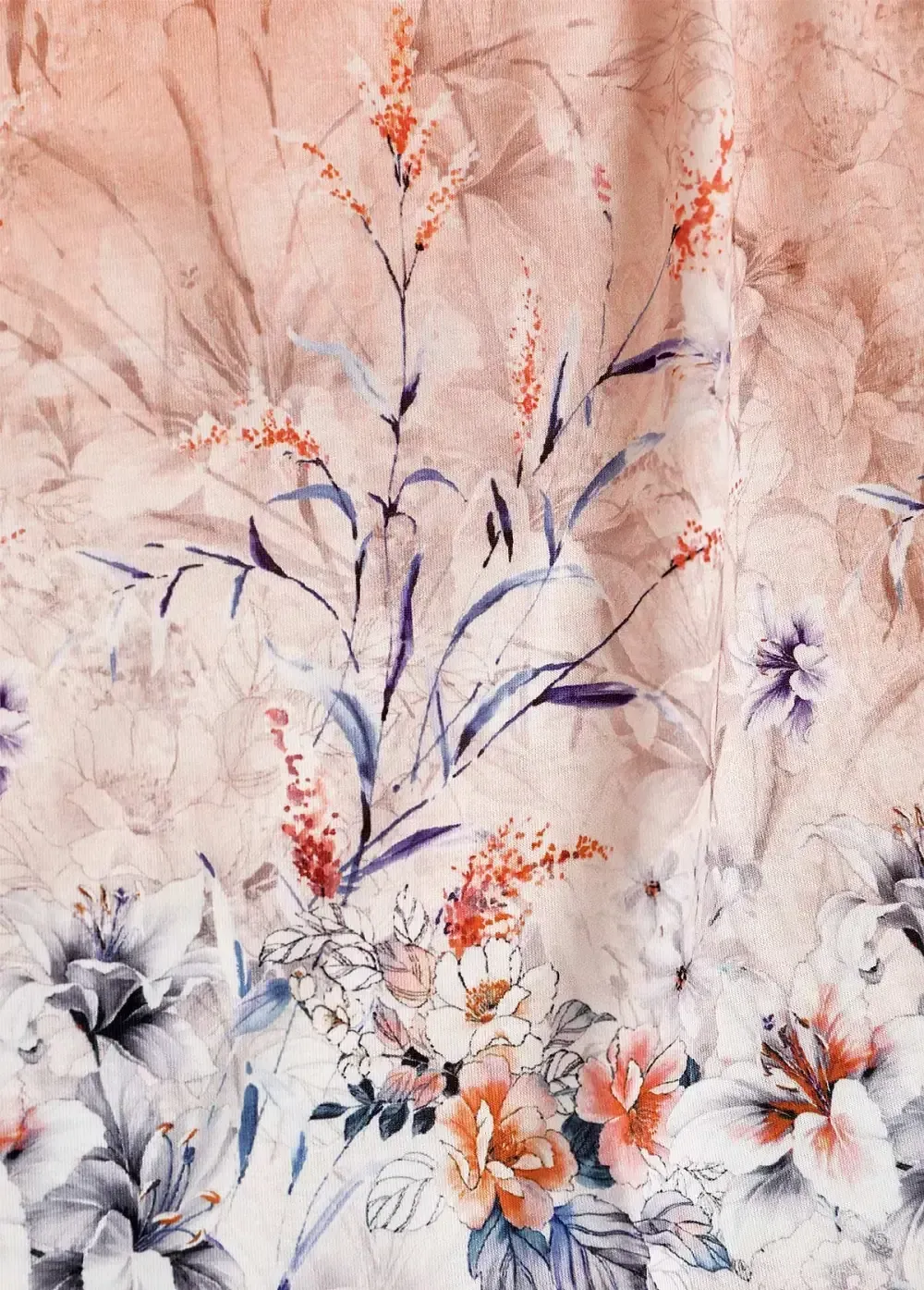 Dusty Pink Button Floral Print Short Sleeve T Shirt