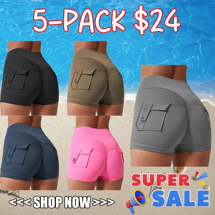 Women's All-Season High Waist Ruched Skinny Sports Shorts , Cool Breathable Solid Button Pocket , Yoga Gym Daily Errands Summer-Ready