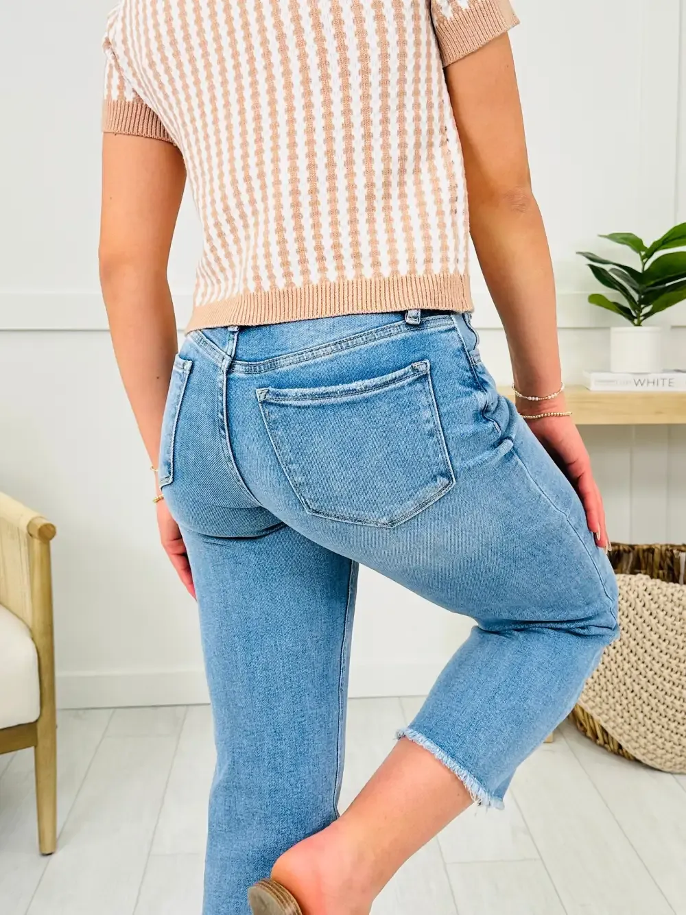 Lovervet A Cut Above Cropped Slim Wide Leg Jeans