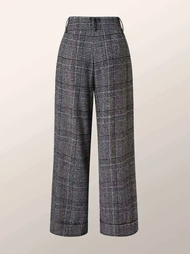 Vintage Loose Checkered Wide Leg Pants