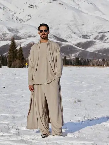 Men's Sets Soft Stretchy Simple 3 Piece Set Suit Set Soft Stretchy Ensemble Versatile Casual Combo