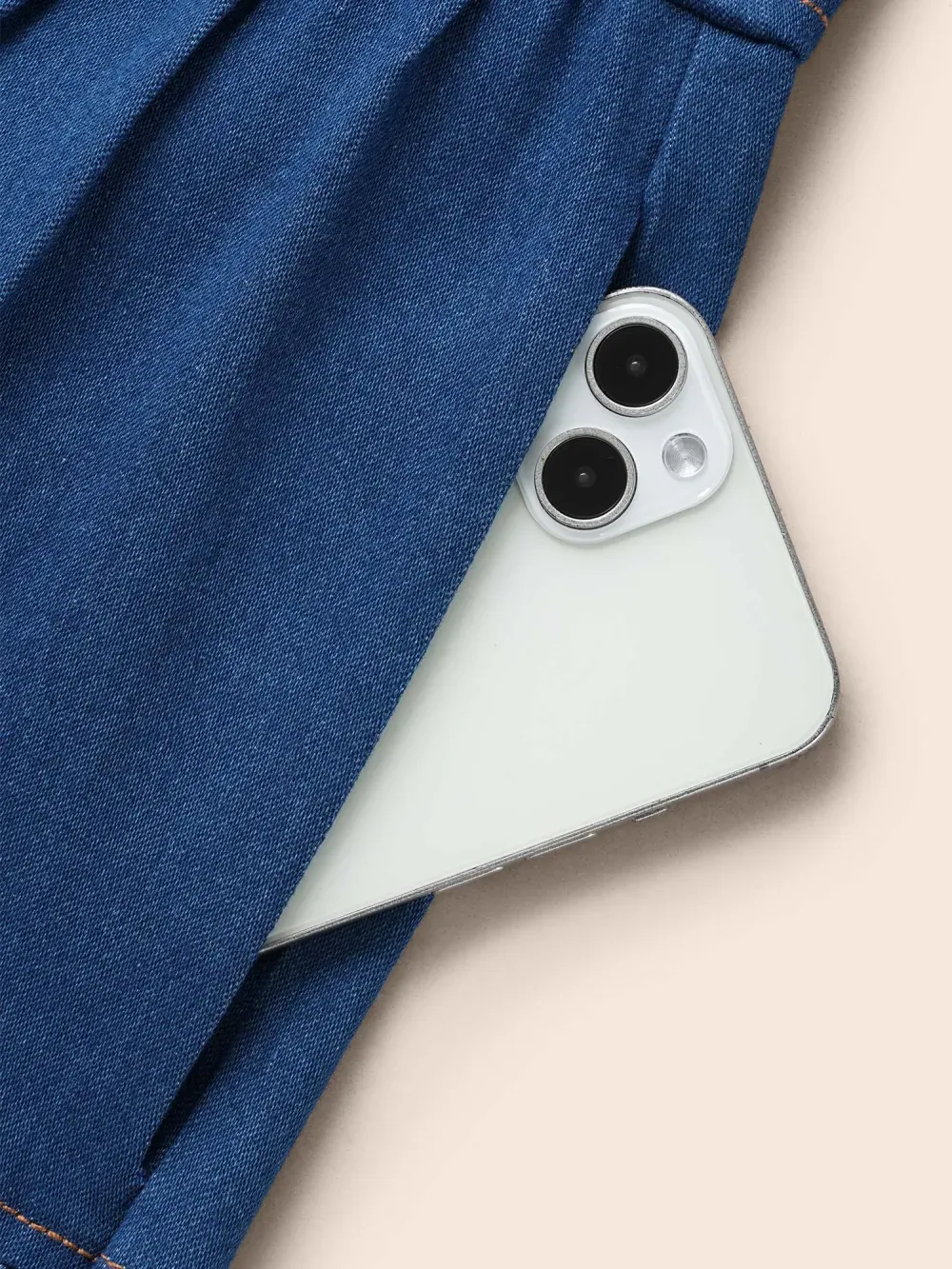 Stretch Denim Pockets Tiered Midi Dress