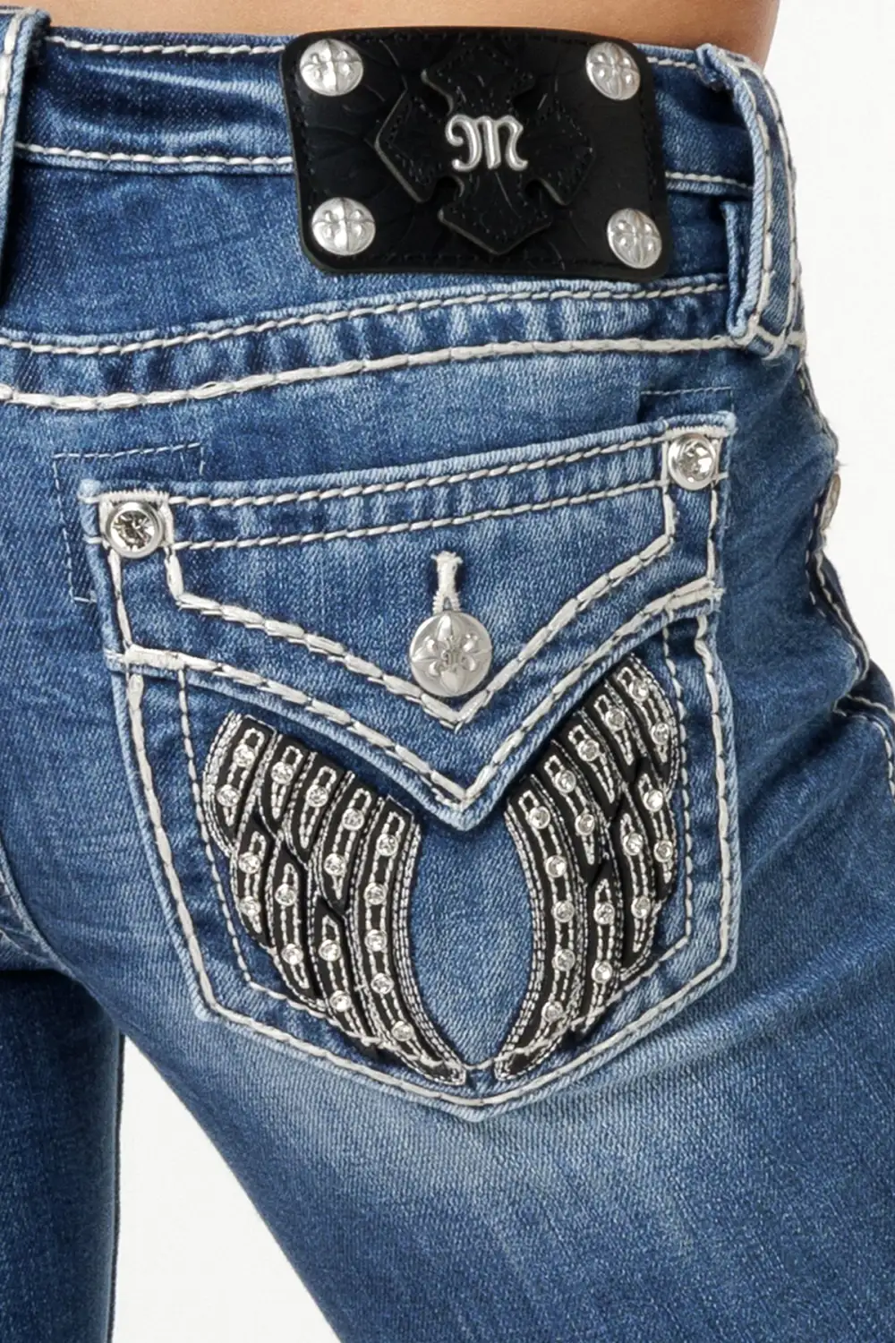 Leather Shadow Wings Skinny Jeans