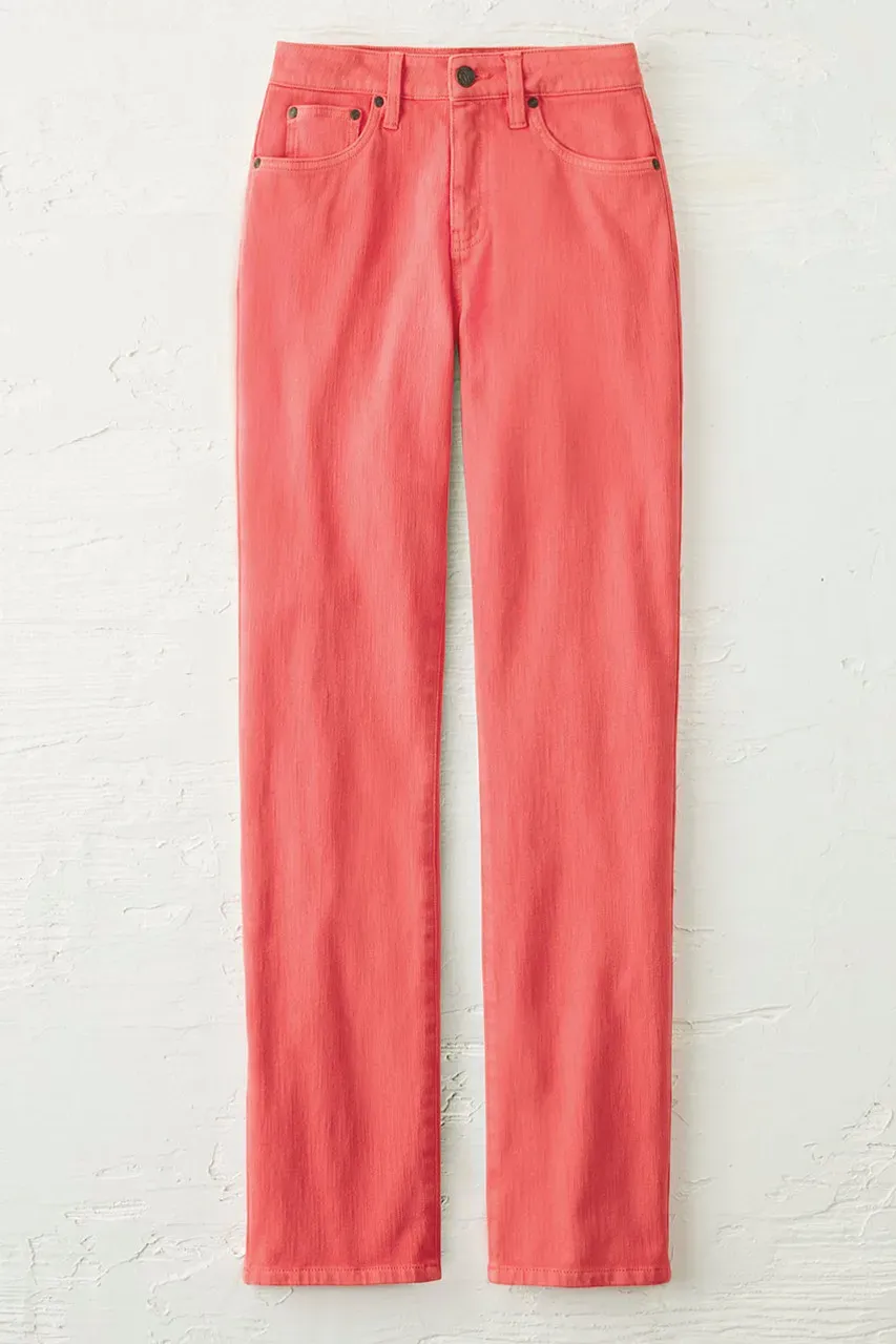 Knit Denim High Rise Straight-Leg Jeans