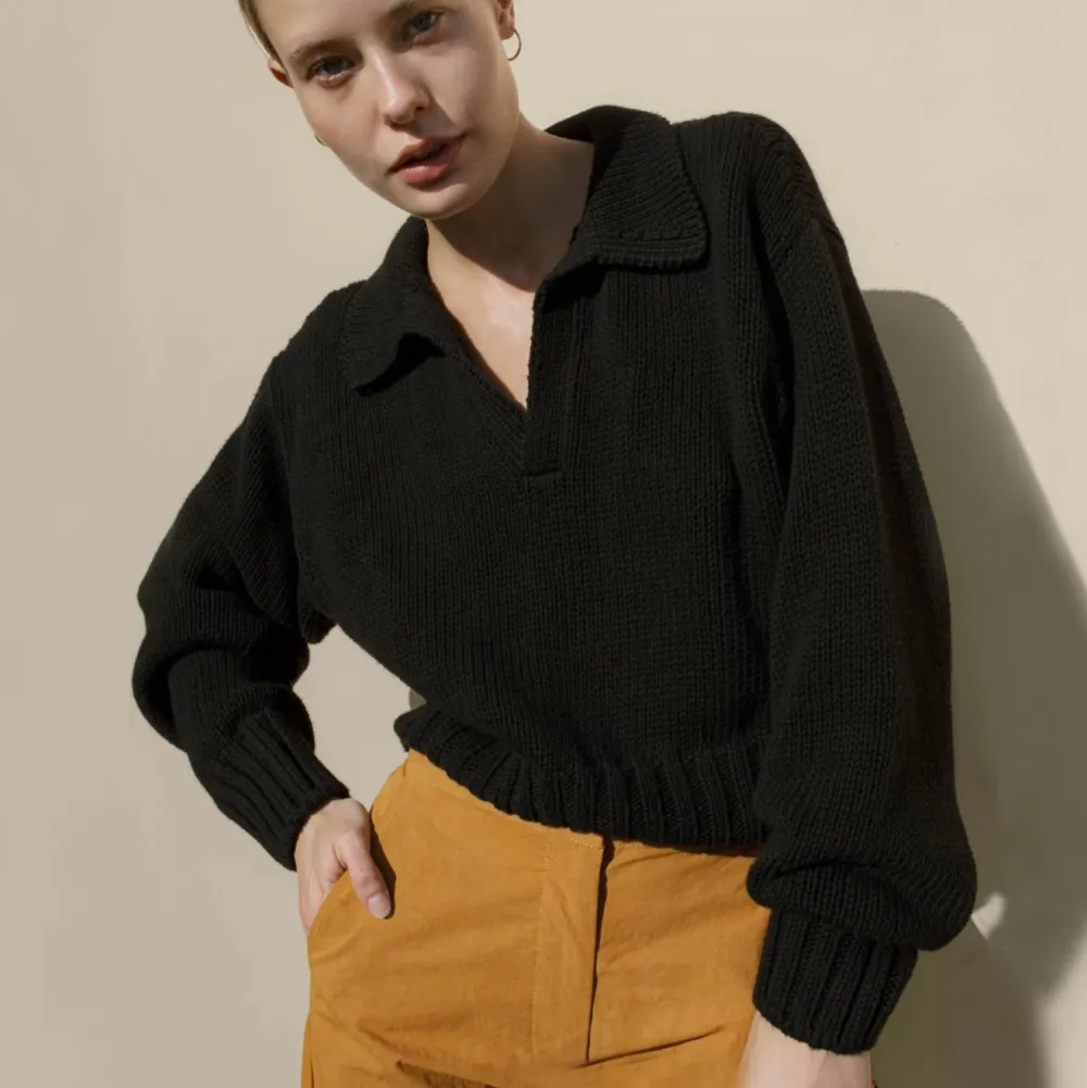 Chic Solid Color Lapel Sweater