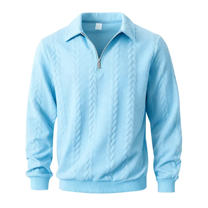 Men's Fall Winter Knitted Polo Neck Sweatshirt