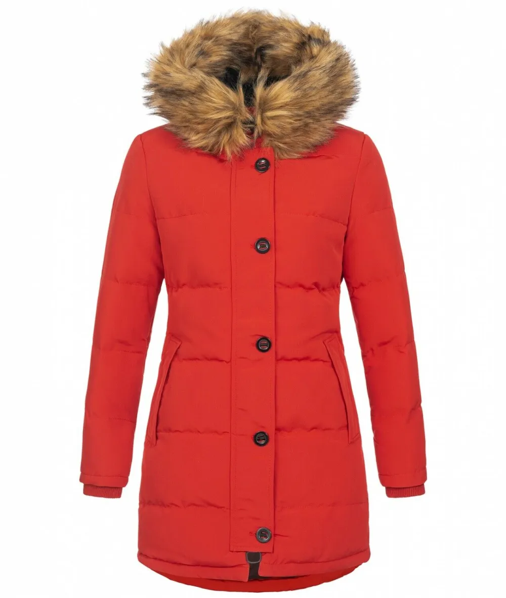 Fashion ladies parka coat with fur collar（⚡Clearance Sale）