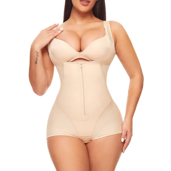 Single Row Zipper Simple One Piece Shapewear