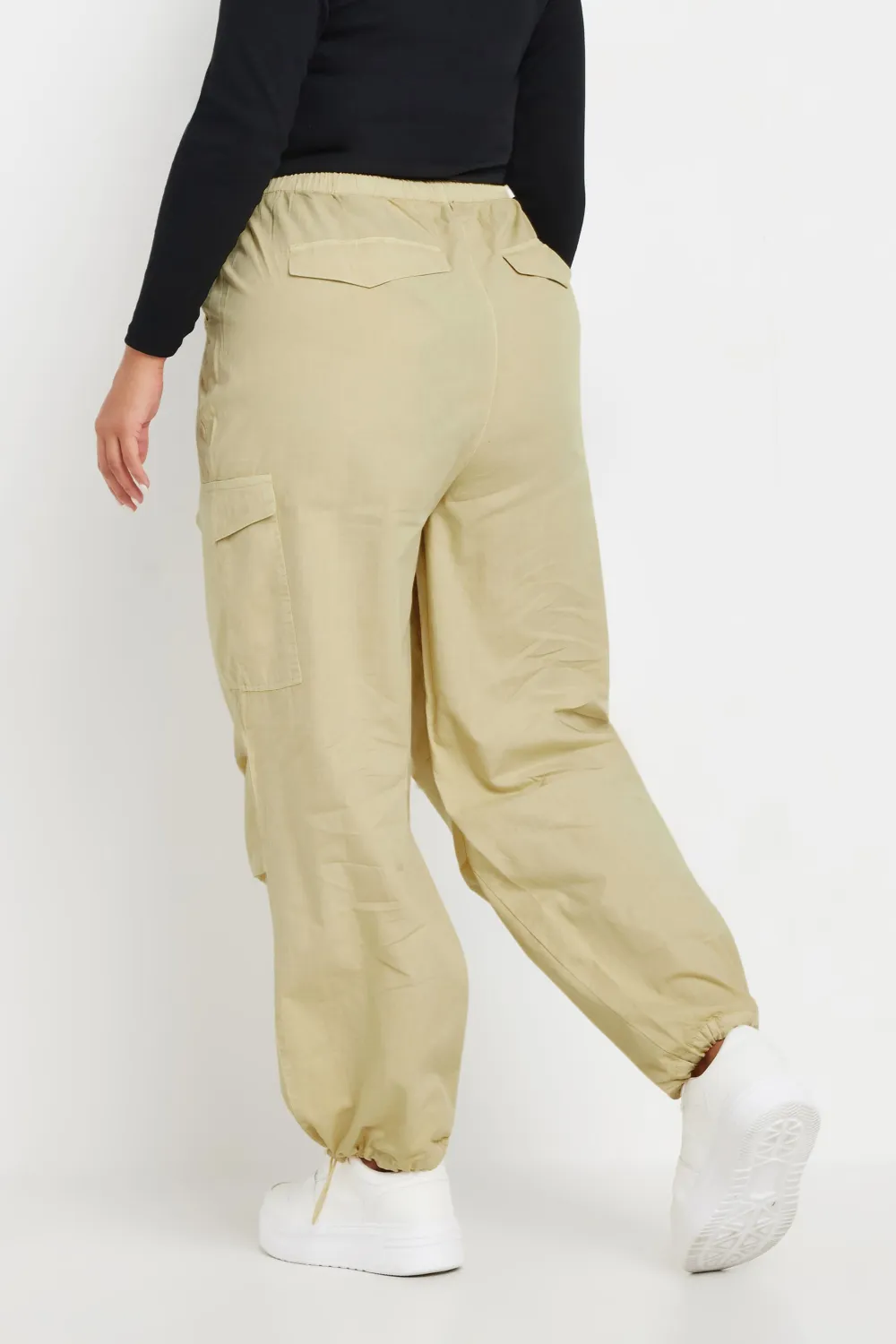 YOURS Curve Stone Brown Cargo Parachute Trousers