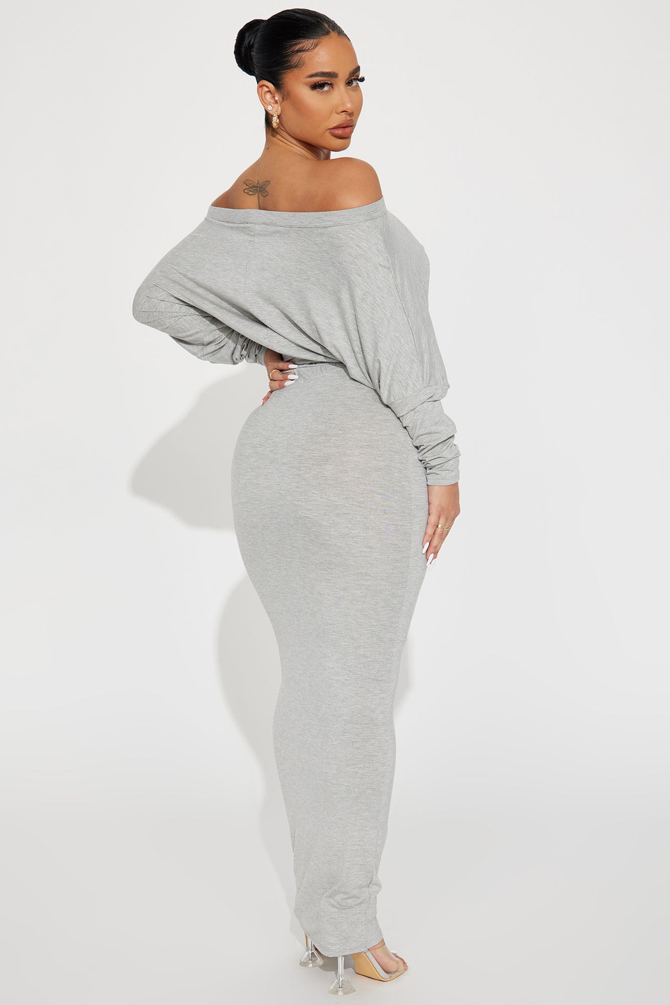Midnight Stroll Maxi Dress  - Heather Grey