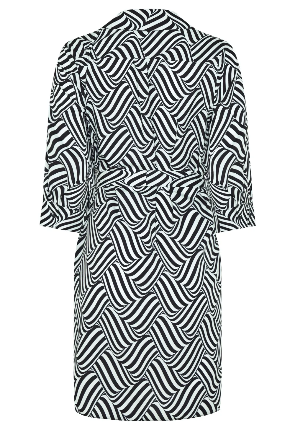 M&Co Black Geometric Print Tie Waist Shirt Dress