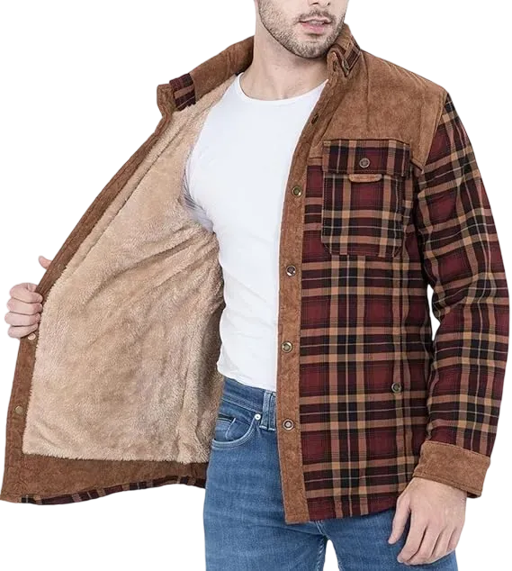 Men's Plaid Flannel Autumn and Winter Warm Jacket