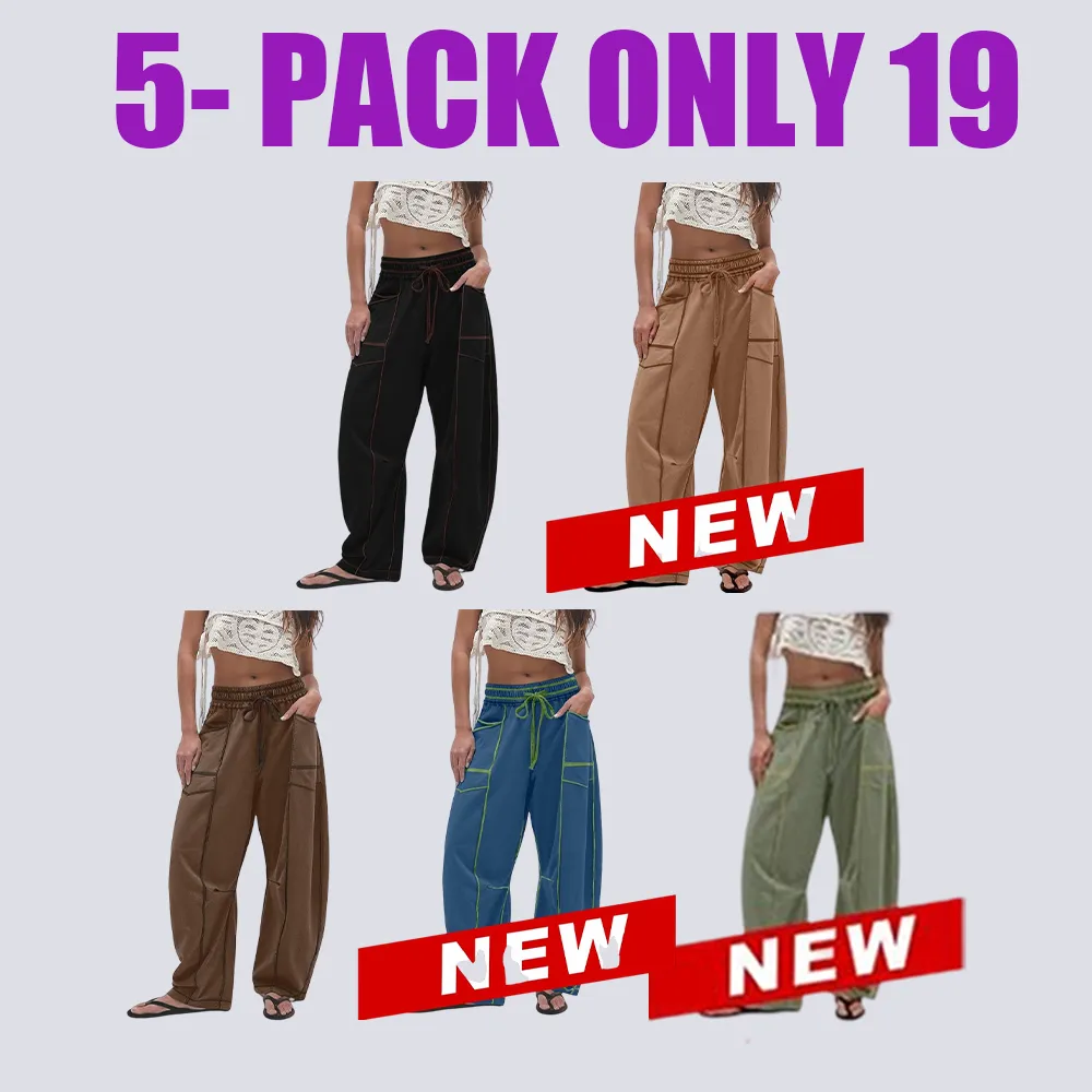 Women's High Waisted Barrel Sweatpants – Wide Leg Lounge Pants with Pockets