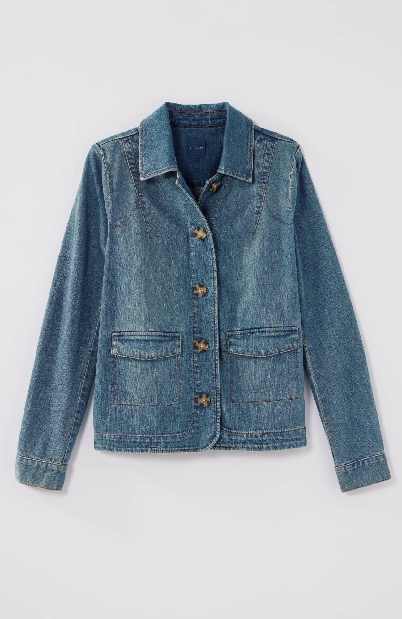 Curved-Hem Denim Jacket