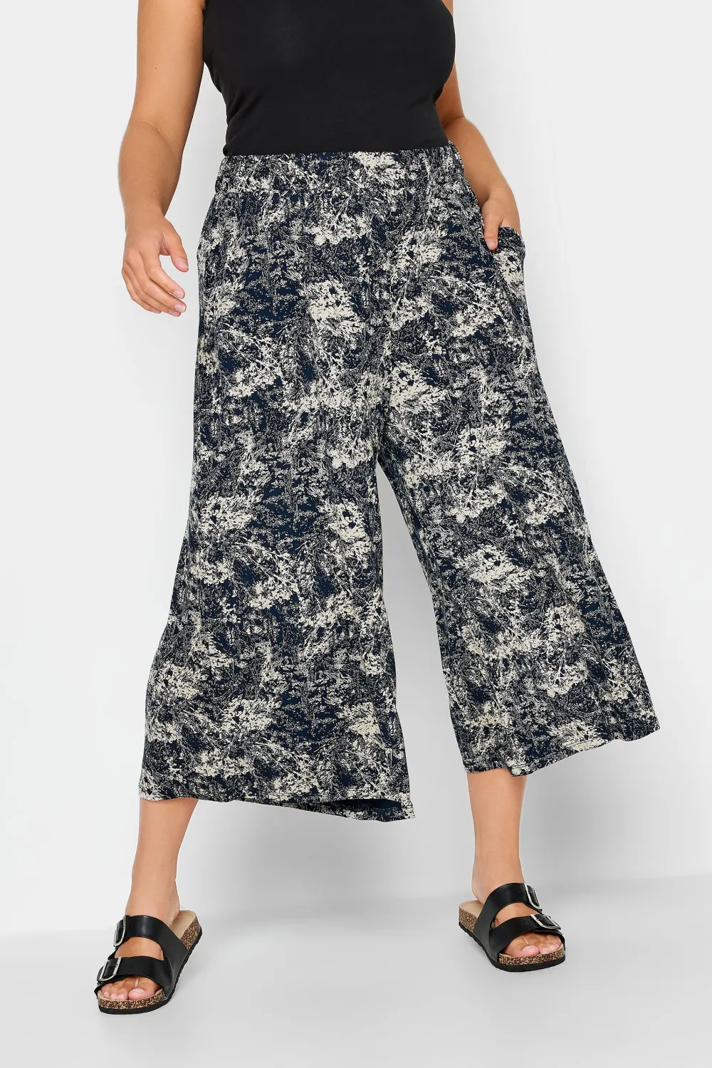 YOURS Curve Black Stretch Jersey Culottes