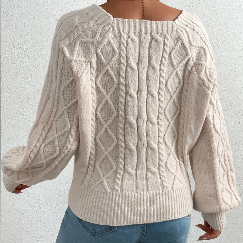 Fashionable square neck sweater sweater