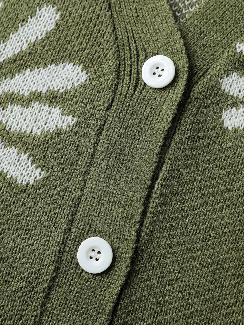 Floral Jacquard Button Pockets Knit Cardigan